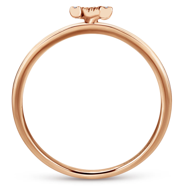 14K Rose Gold Pave Diamond Uppercase N Initial Ring - 0.06 ct - Shot 2