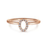 14K Rose Gold Pave Diamond Uppercase O Initial Ring - 0.06 ct