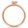 14K Rose Gold Pave Diamond Uppercase P Initial Ring - 0.05 ct