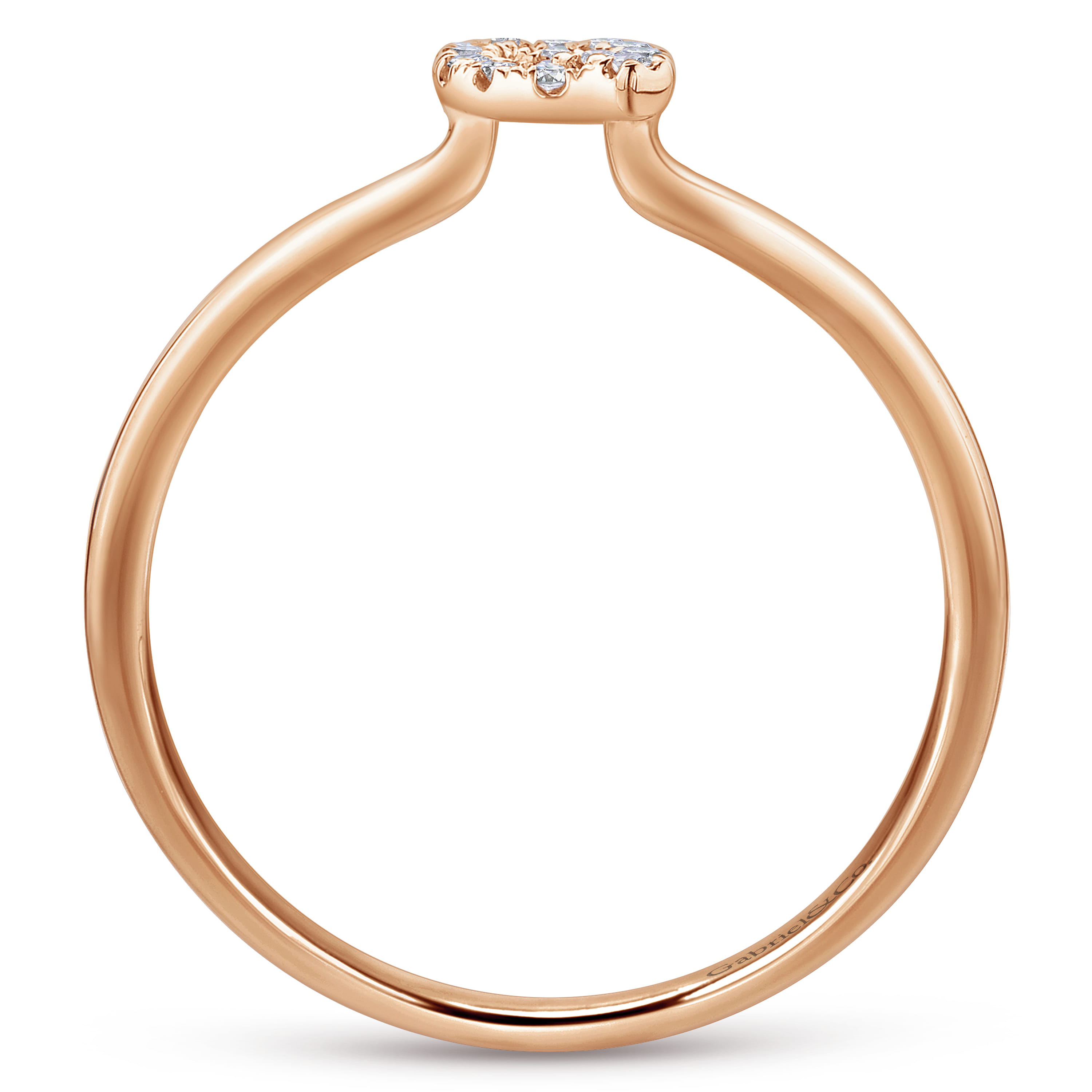 14K Rose Gold Pave Diamond Uppercase Q Initial Ring - 0.07 ct - Shot 2