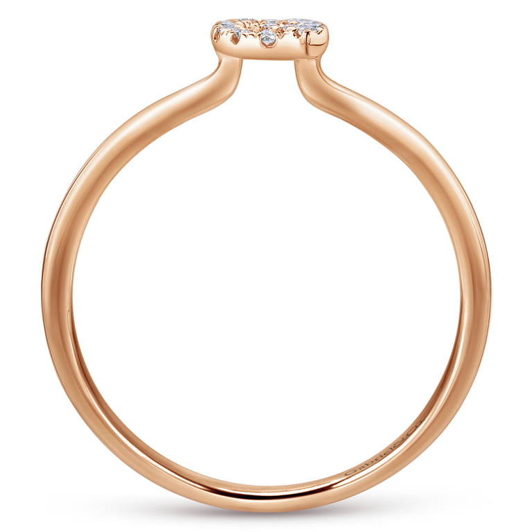 14K Rose Gold Pave Diamond Uppercase Q Initial Ring - 0.07 ct - Shot 2