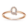 14K Rose Gold Pave Diamond Uppercase Q Initial Ring - 0.07 ct