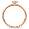 14K Rose Gold Pave Diamond Uppercase R Initial Ring - 0.06 ct