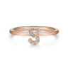 14K Rose Gold Pave Diamond Uppercase S Initial Ring - 0.07 ct