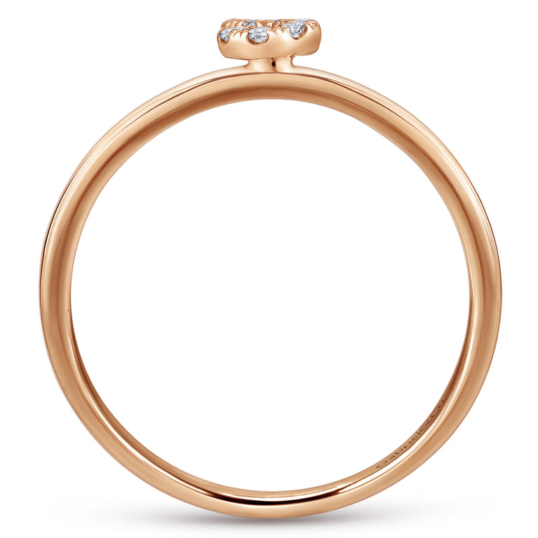 14K Rose Gold Pave Diamond Uppercase S Initial Ring - 0.07 ct - Shot 2