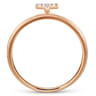 14K Rose Gold Pave Diamond Uppercase T Initial Ring - 0.05 ct