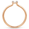 14K Rose Gold Pave Diamond Uppercase U Initial Ring - 0.06 ct