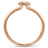 14K Rose Gold Pave Diamond Uppercase V Initial Ring - 0.05 ct