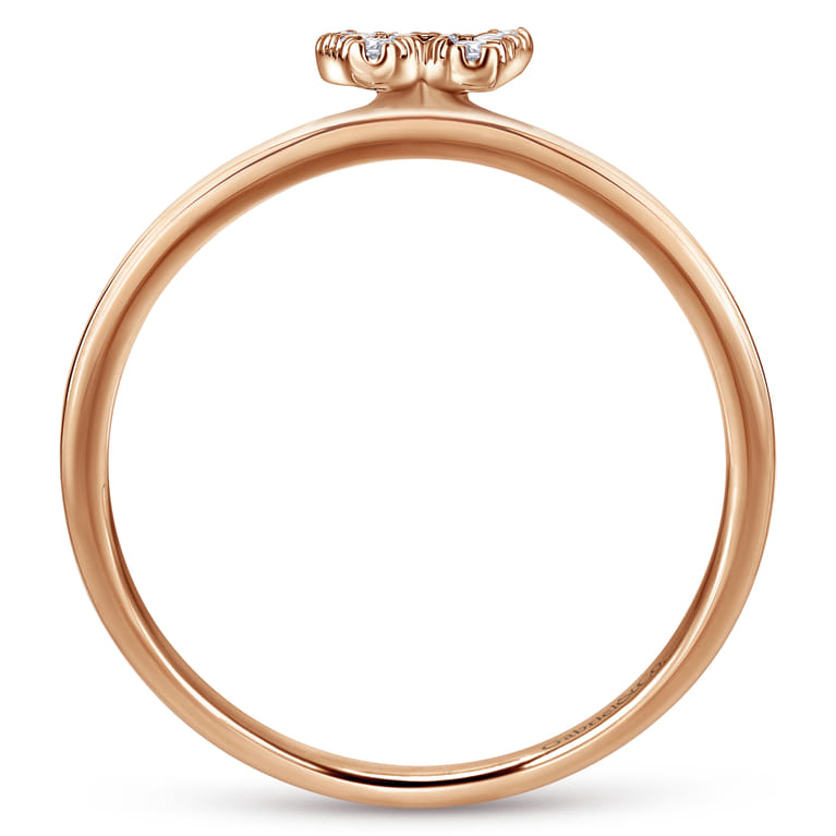 14K Rose Gold Pave Diamond Uppercase W Initial Ring - 0.08 ct - Shot 2