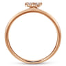 14K Rose Gold Pave Diamond Uppercase W Initial Ring - 0.08 ct