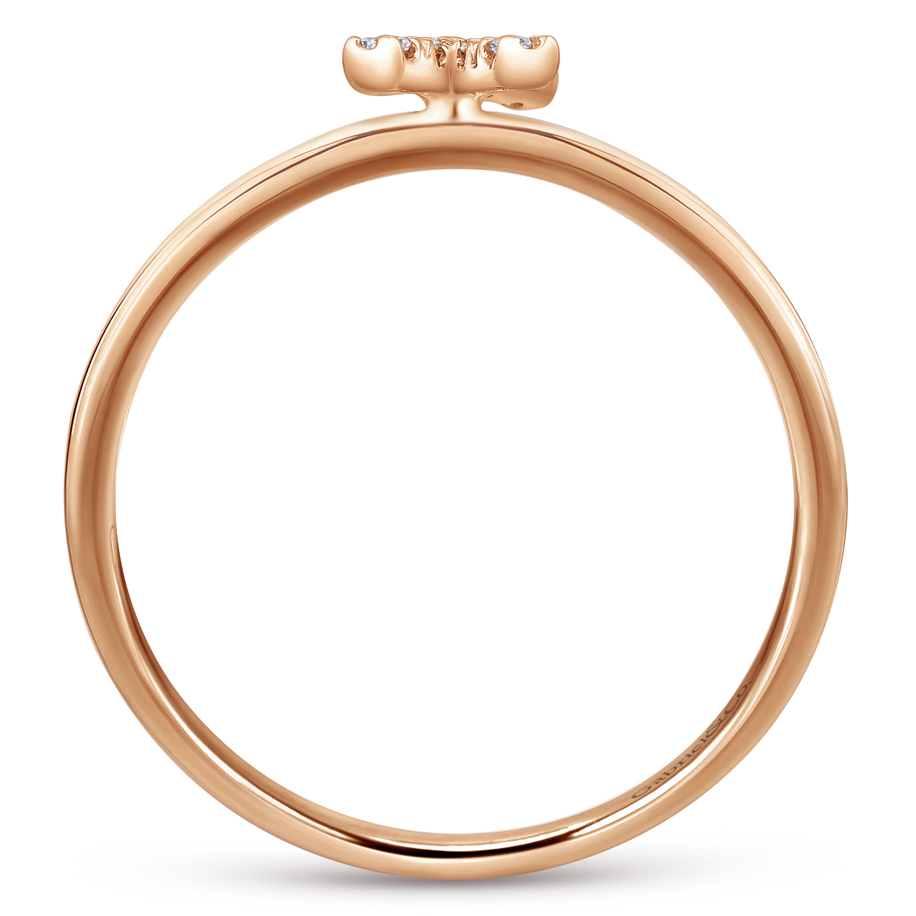 14K Rose Gold Pave Diamond Uppercase X Initial Ring - 0.06 ct - Shot 2