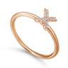 14K Rose Gold Pave Diamond Uppercase X Initial Ring - 0.06 ct