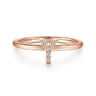 14K Rose Gold Pave Diamond Uppercase Y Initial Ring - 0.04 ct