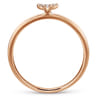 14K Rose Gold Pave Diamond Uppercase Y Initial Ring - 0.04 ct