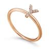 14K Rose Gold Pave Diamond Uppercase Y Initial Ring - 0.04 ct