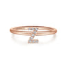 14K Rose Gold Pave Diamond Uppercase Z Initial Ring - 0.05 ct