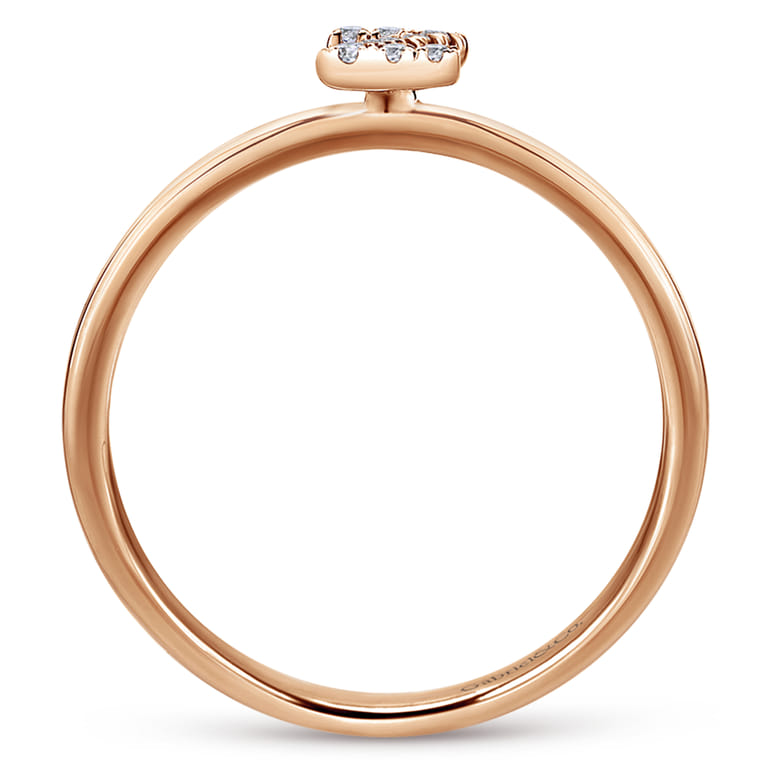 14K Rose Gold Pave Diamond Uppercase Z Initial Ring - 0.05 ct - Shot 2