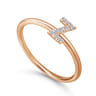 14K Rose Gold Pave Diamond Uppercase Z Initial Ring - 0.05 ct
