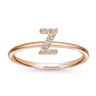 14K Rose Gold Pave Diamond Uppercase Z Initial Ring - 0.05 ct