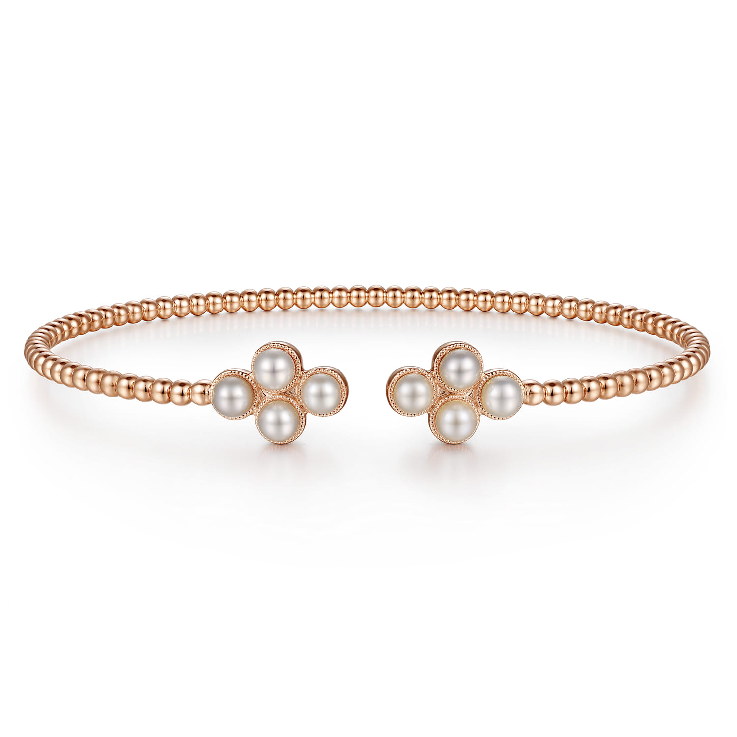 14K Rose Gold Pearl Bujukan Open Bangle - Shot 1