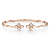 14K Rose Gold Pearl Bujukan Open Bangle