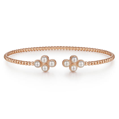 14K Rose Gold Pearl Bujukan Open Bangle