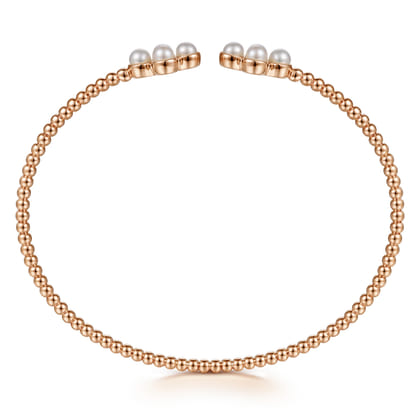 14K Rose Gold Pearl Bujukan Open Bangle