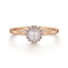 14K Rose Gold Pearl Ring with Diamond Halo