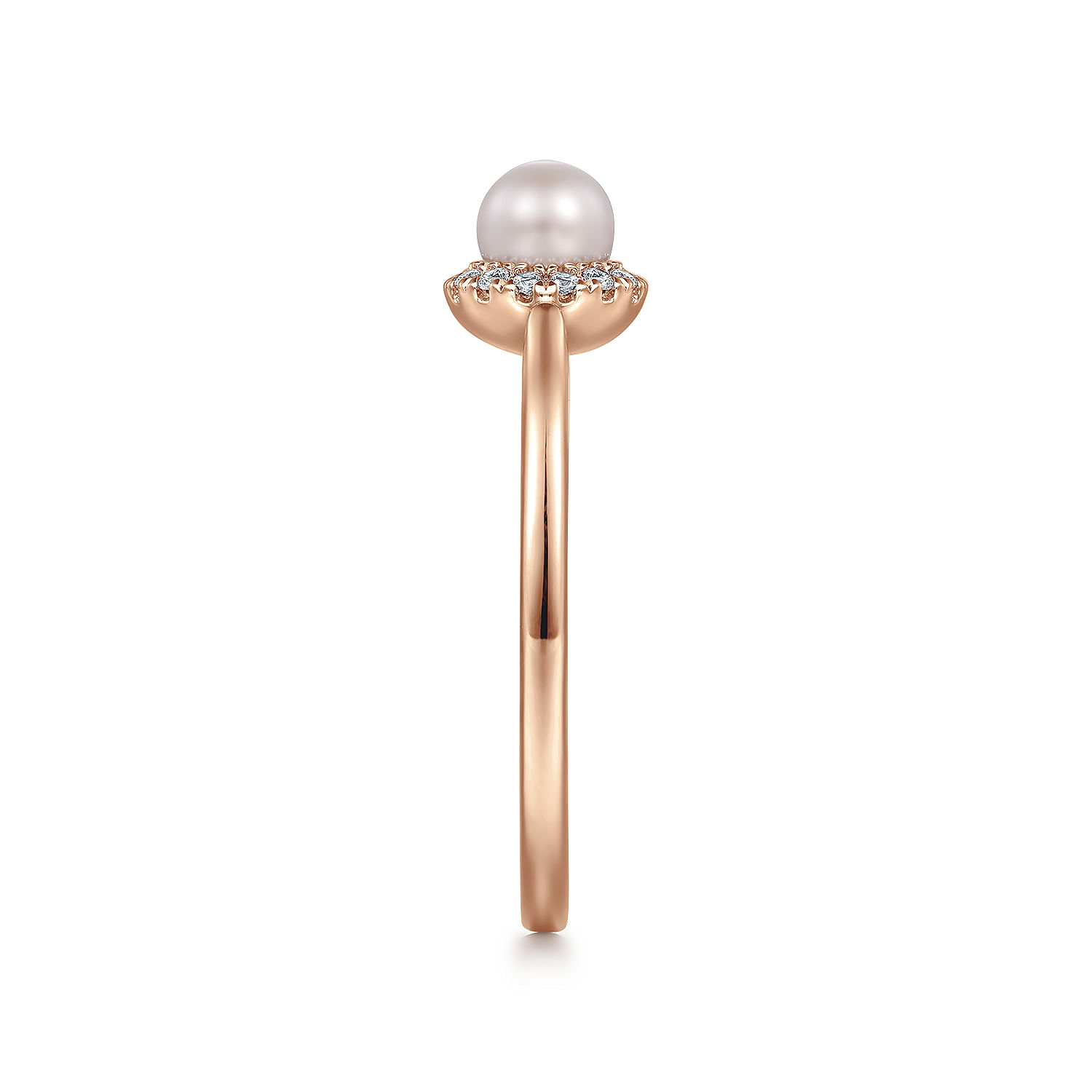 14K Rose Gold Pearl Ring with Diamond Halo - Shot 4