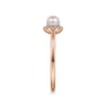 14K Rose Gold Pearl Ring with Diamond Halo