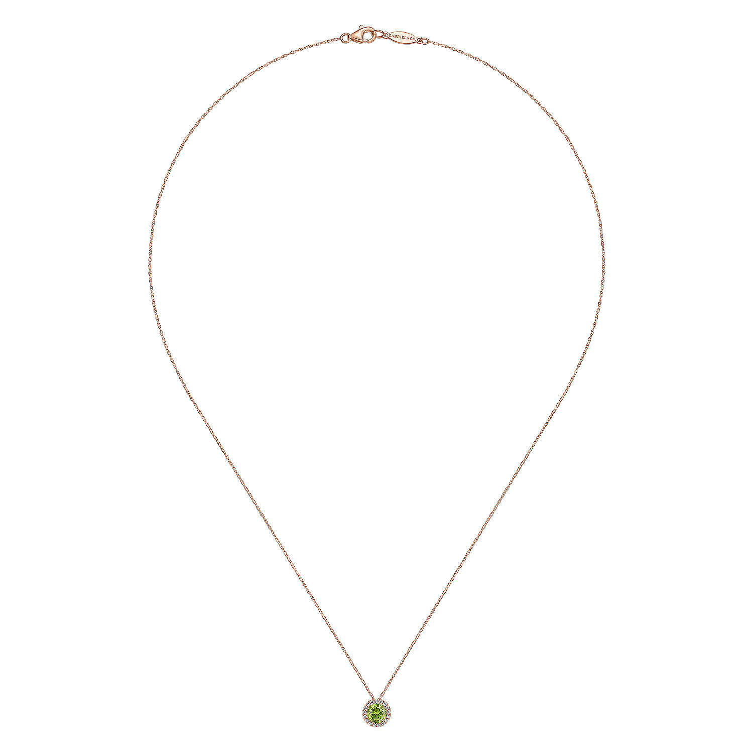 14K Rose Gold Peridot Pendant Necklace