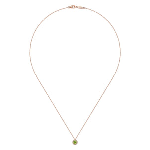 14K Rose Gold Peridot Pendant Necklace