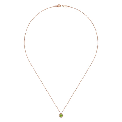 14K Rose Gold Peridot Pendant Necklace