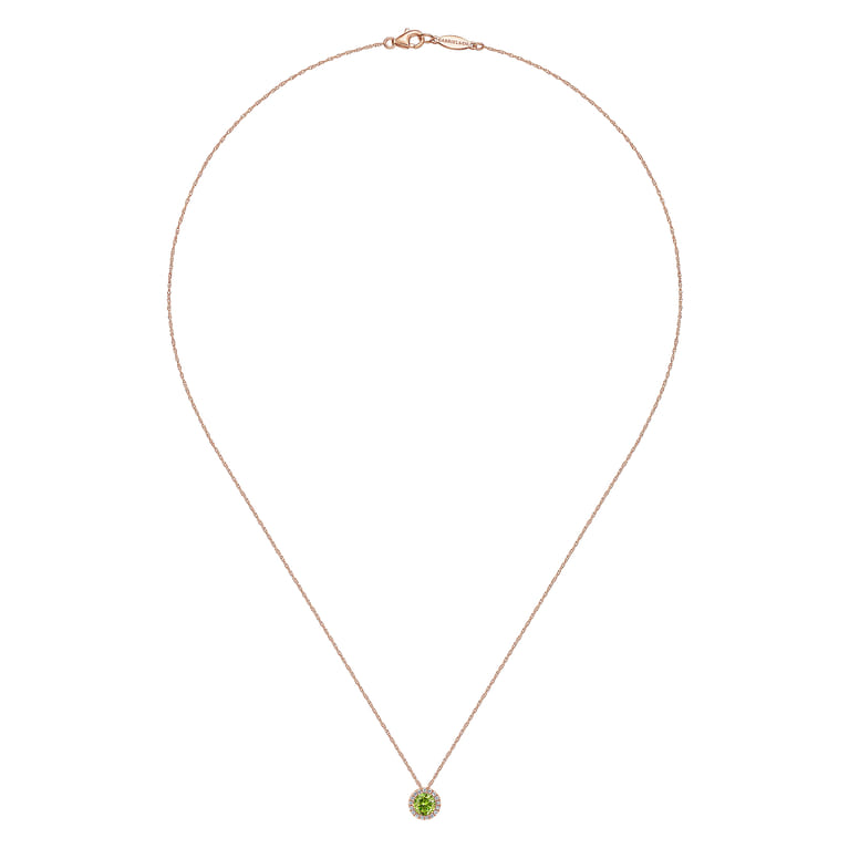 14K Rose Gold Peridot Pendant Necklace - 0.07 ct - Shot 2