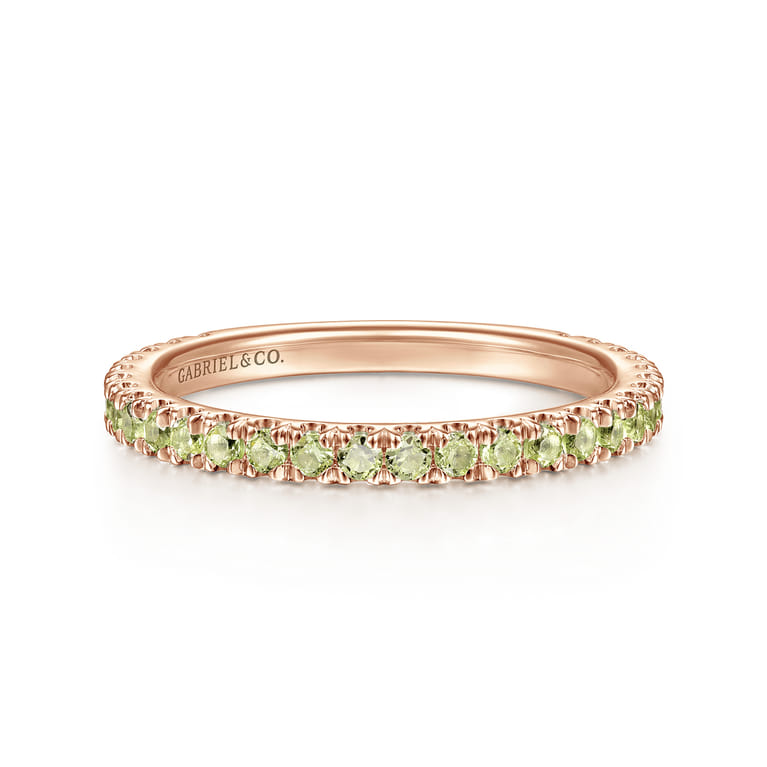 14K Rose Gold Peridot Stackable Ring - Shot 1