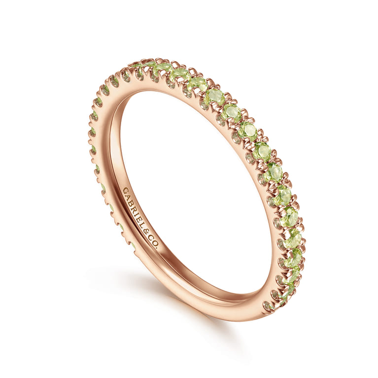 14K Rose Gold Peridot Stackable Ring - Shot 3