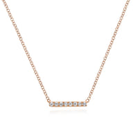 14K Rose Gold Petite Pave Diamond Bar Necklace