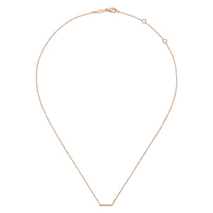 14K Rose Gold Petite Pave Diamond Bar Necklace
