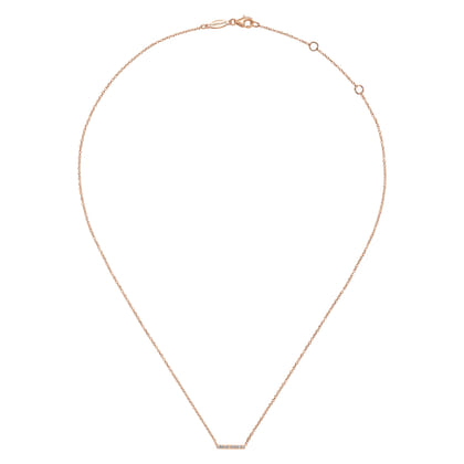 14K Rose Gold Petite Pave Diamond Bar Necklace