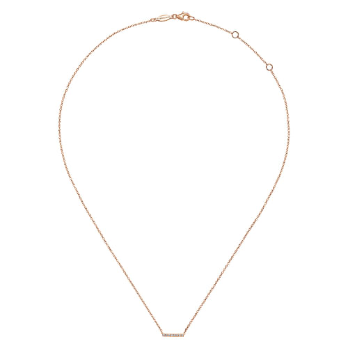 14K Rose Gold Petite Pave Diamond Bar Necklace - 0.06 ct - Shot 2