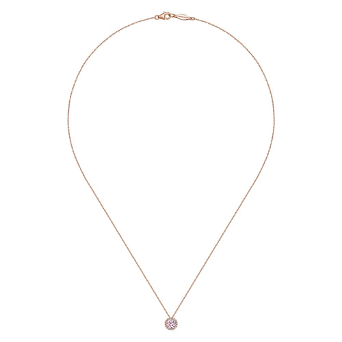 14K Rose Gold Pink Created Zircon Pendant Necklace - 0.07 ct - Shot 2