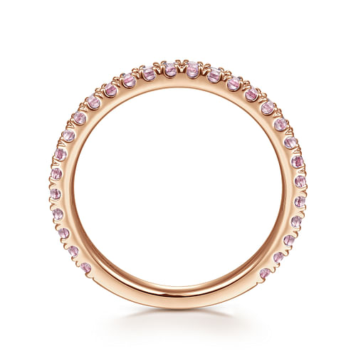 14K Rose Gold Pink Created Zircon Stackable Ring - Shot 2