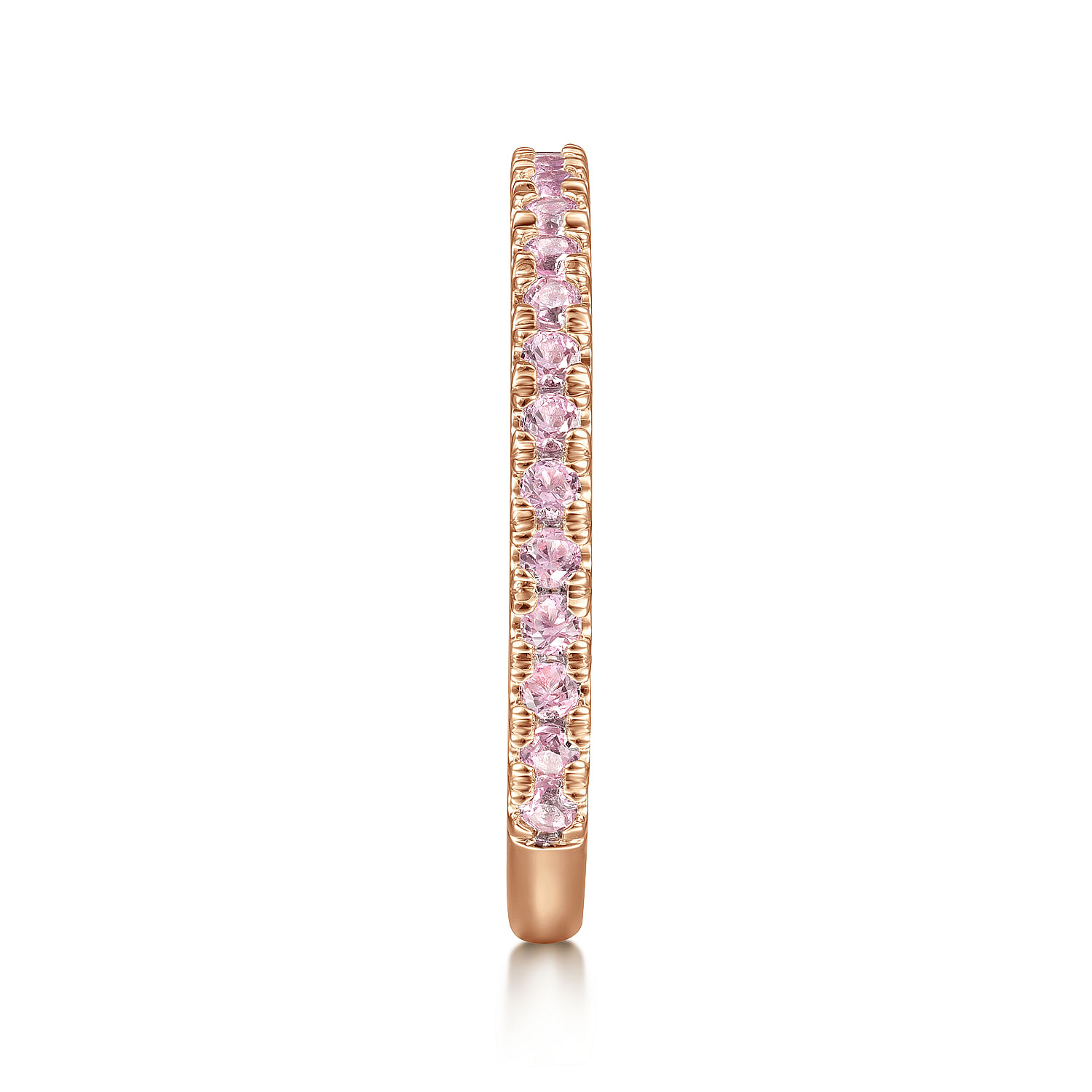 14K Rose Gold Pink Created Zircon Stackable Ring - Shot 4