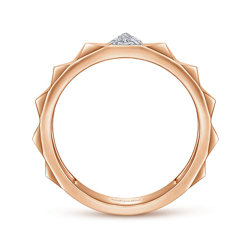 14K Rose Gold Pyramid Band with Pave Diamond Station - 0.03 ct - Shot 2