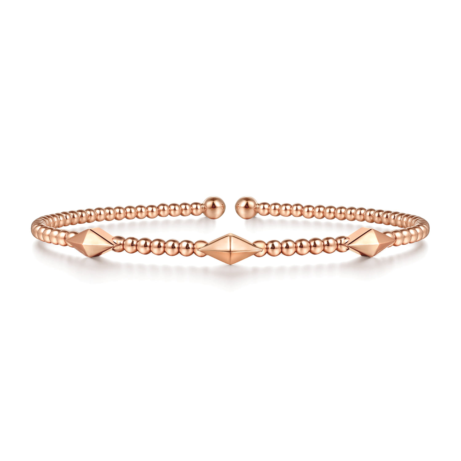 14K Rose Gold Pyramid Stations Bujukan Bangle - Shot 1