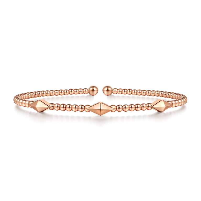 14K Rose Gold Pyramid Stations Bujukan Bangle - Shot 1