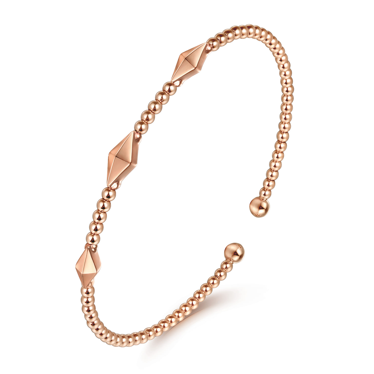 14K Rose Gold Pyramid Stations Bujukan Bangle - Shot 2