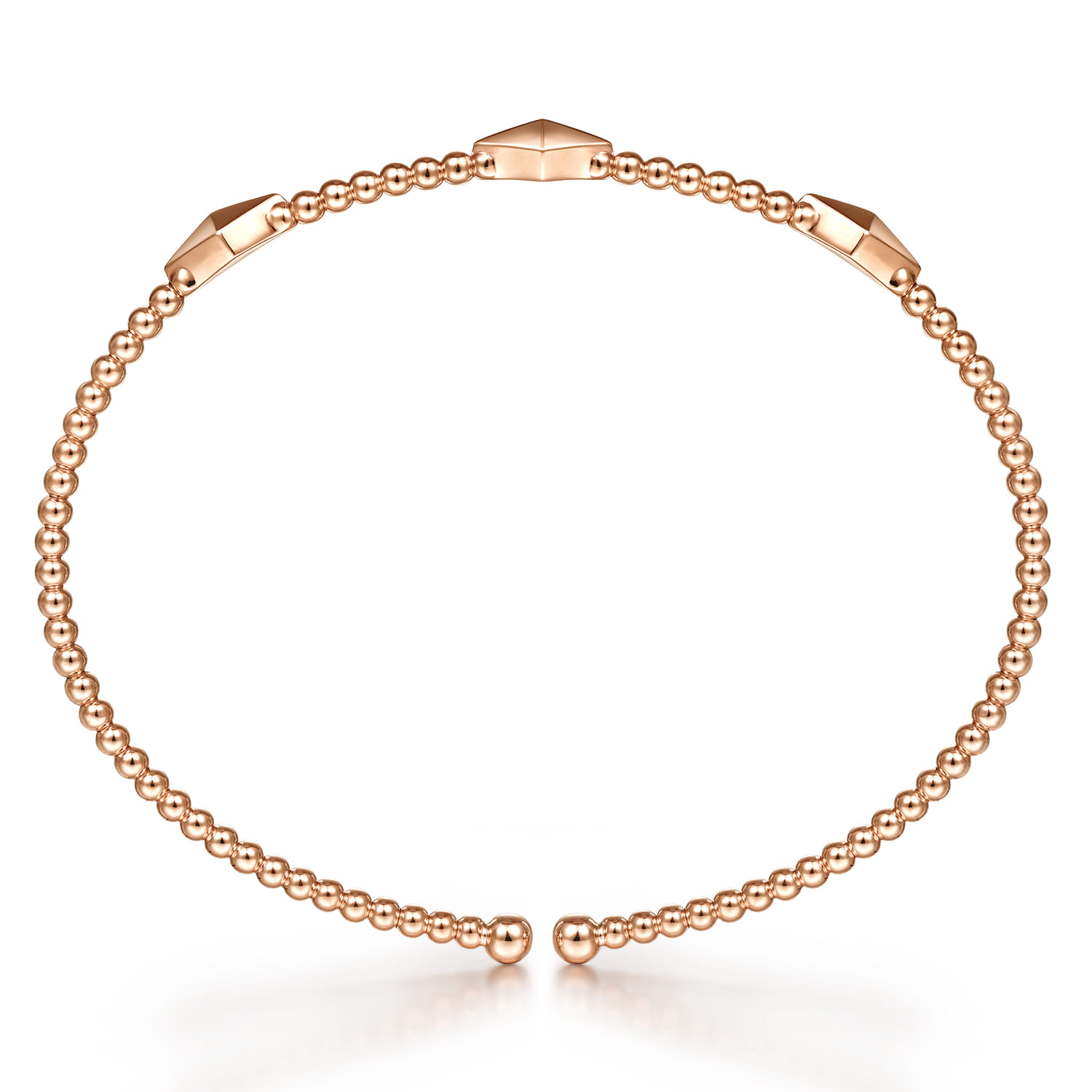 14K Rose Gold Pyramid Stations Bujukan Bangle - Shot 3