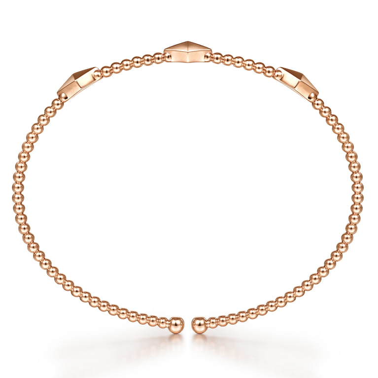 14K Rose Gold Pyramid Stations Bujukan Bangle - Shot 3