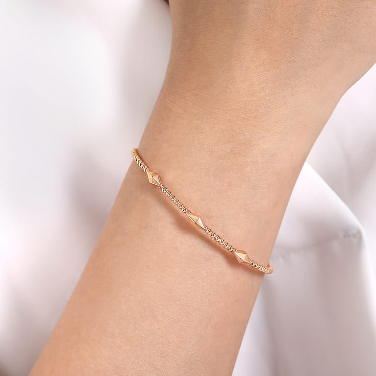 14K Rose Gold Pyramid Stations Bujukan Bangle - Shot 4
